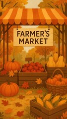 Autumn harvest farmer's market illustration.