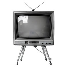 レトロな白黒テレビ 金属製の足とアンテナ付きの古い家電製品