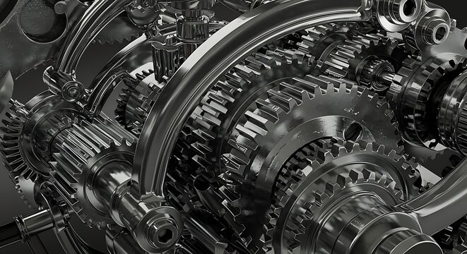Polished Chrome Gears in Mechanical Device