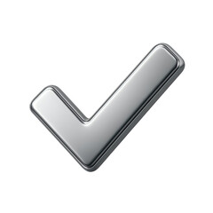 Shiny metallic check mark symbol isolated on a transparent background for approval or success isolated on transparent background
