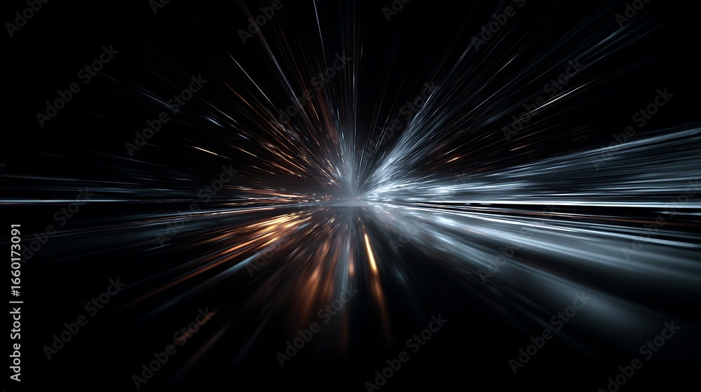 Poster abstract light trails create a dynamic sense of speed and motion, perfect for conveying futuristic t