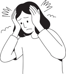 Woman Holding Head in Stress