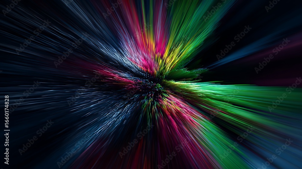 Poster abstract background with colorful light trails and motion blur, creating a dynamic and futuristic ef