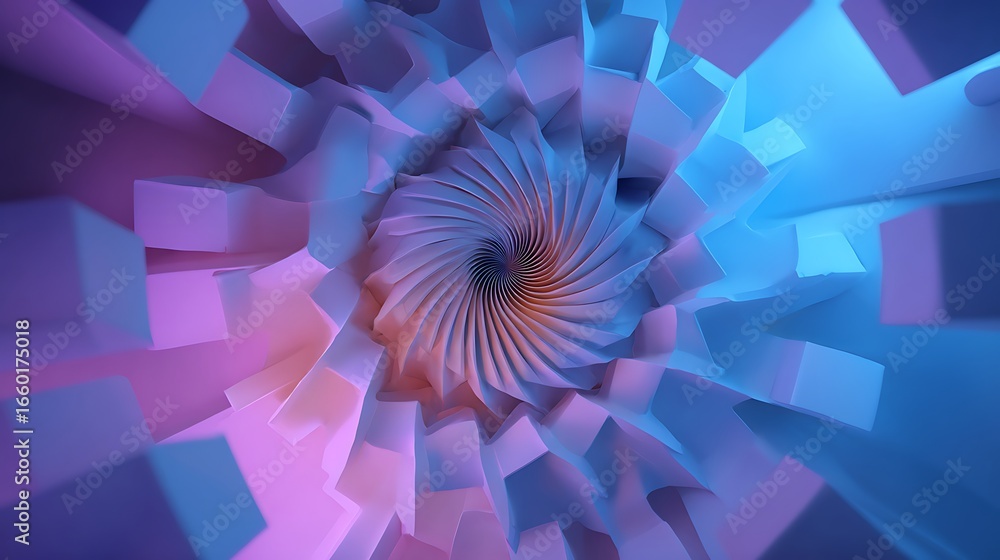 Poster abstract geometric background with a spiral tunnel and vibrant colors, creating a futuristic and dyn