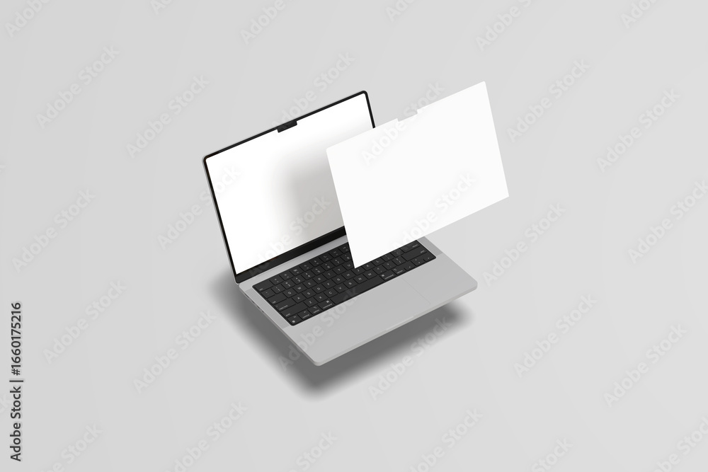 Aufkleber modern laptop with blank screen isolated mockups, high quality and isolated on a white background. p