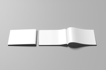 Blank landscape format 3D illustration brochure grey background, 3D illustration.
