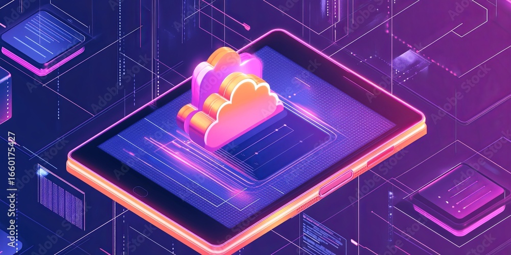 Poster cloud-based services: accessing cloud-based services from a tablet, with visual data syncing and sto