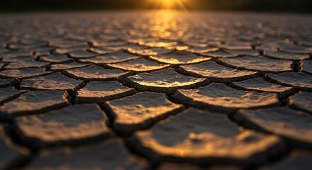Cracked Desert Clay in Sunset Light
