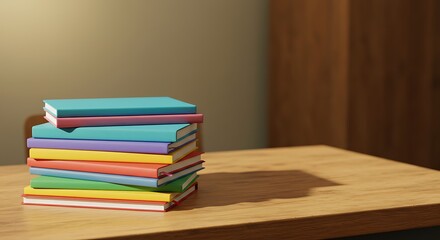 Colorful Notebooks on Desk for School