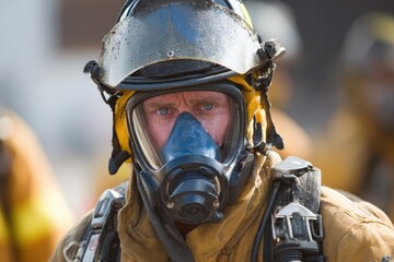 Fototapeta premium Firefighter Oxygen Kits. Adult Emergency Equipment for Air Supply in Dangerous Situations