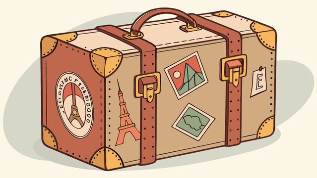 vintage suitcase with travel sticker