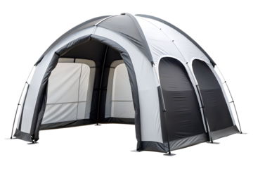 Inflatable Dome Tent with Open Arched Entrances on White Background structure shelter isolated on a transparent background