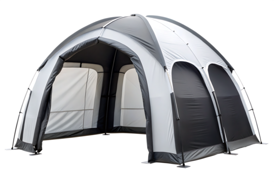 Inflatable Dome Tent with Open Arched Entrances on White Background structure shelter isolated on a transparent background
