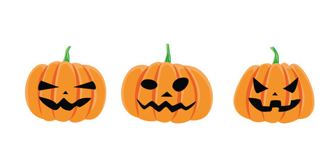 set of flat pumpkins design. Halloween decoration.