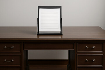 重厚な机上に置かれたドキュメントスタンド情景