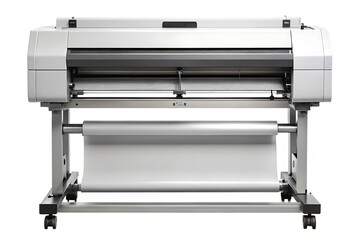 Large Format Printer with Glitch Effect on Background plotter printing isolated on a transparent background