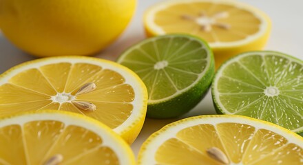 Fresh Lemons and Limes on White Surface