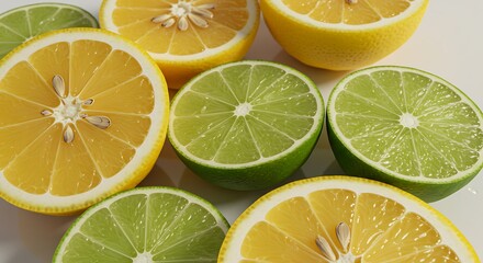 Fresh Lemons and Limes on White Surface