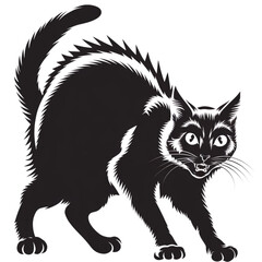 Obraz premium Aggressive Black Cat Silhouette Halloween Illustration