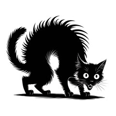 Obraz premium Aggressive Black Cat Silhouette Halloween Illustration