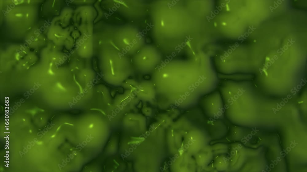 Poster abstract, viscous dark green background with glowing specks creating a textured, organic pattern ide