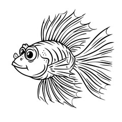 Colorful cartoon fish illustration featuring detailed scales and fins swimming in the ocean waters