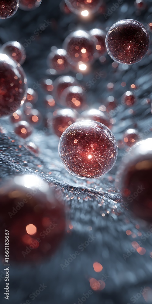 Poster abstract sphere ball background with molecule atom science particle nano technology structure for ce