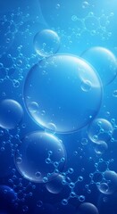 blue bubble and molecule background for cosmetics products