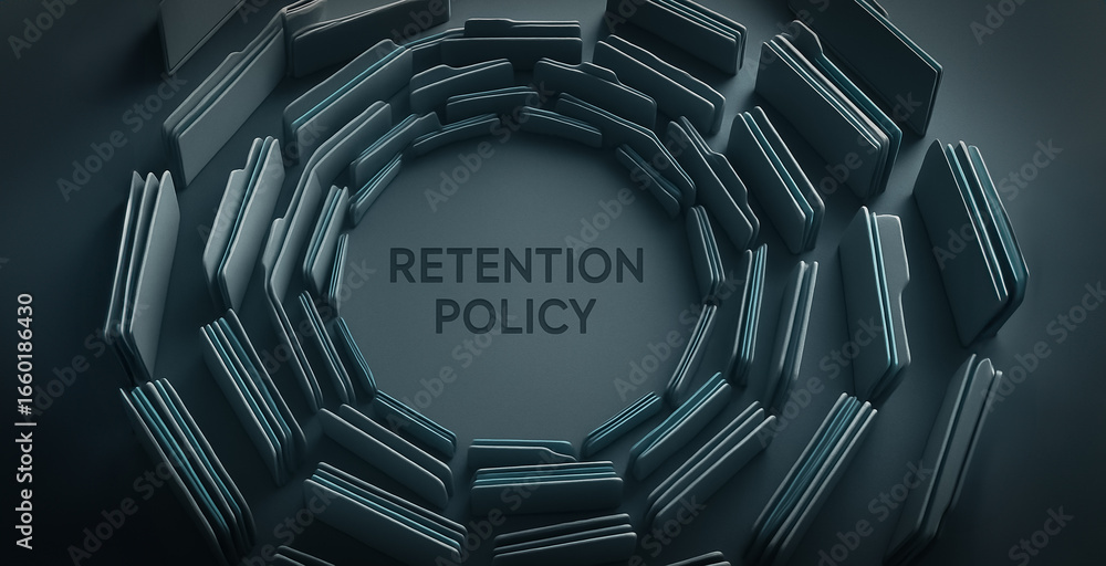 Aufkleber retention policy: a compelling visual highlighting a retention policy in a striking, artistic compos