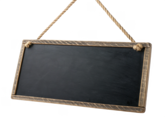 Chalkboard Hanging sign isolated on a transparent background.