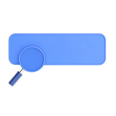 Magnifying glass over blue search bar with copy space