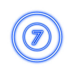 Blue neon 7 billiard ball no background