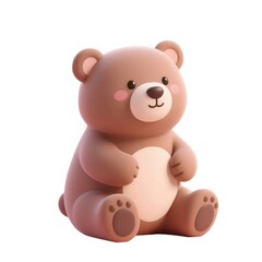 Obraz premium 愛らしい茶色のテディベア 白い背景に座っている 子供向けのおもちゃとプレゼント