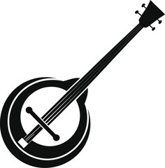 Black banjo silhouette on a clean white background