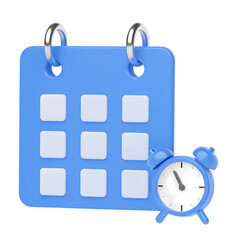 Blue calendar with alarm clock
