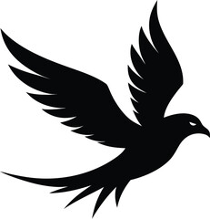 Bird flying silhouette in black and white