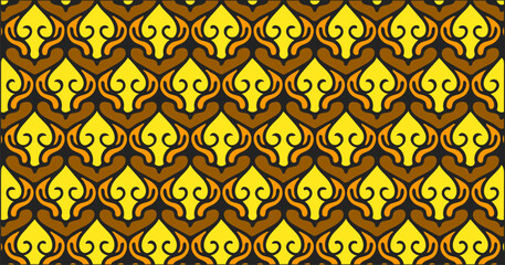 Seamless yellow and brown geometric pattern with traditional ornamental style.