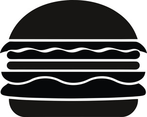 Classic burger silhouette on white background