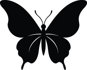 Elegant butterfly silhouette on white background