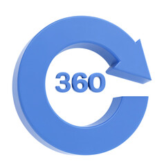 Blue 360 degree rotation arrow symbol