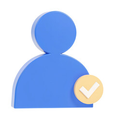 Blue user icon with yellow check mark