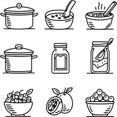 Cranberry Scones black Line Editable Icons set 