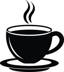 Simple coffee cup silhouette on a clean white background