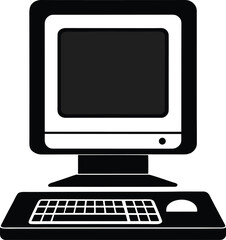 Modern computer silhouette on white background