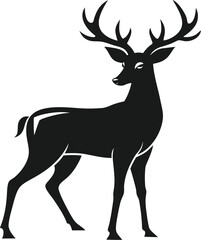 Elegant deer silhouette on white background