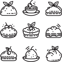 Cranberry Scones black Line Editable Icons set 