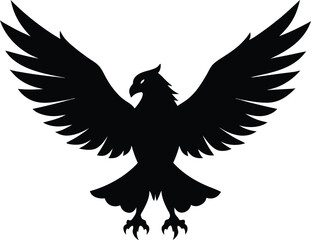 Majestic eagle spreading wings silhouette