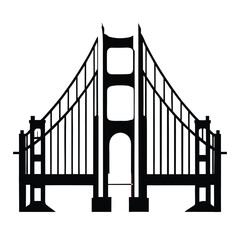 Golden gate bridge silhouette on white background