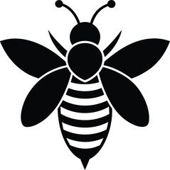 Elegant honeybee silhouette on clean white background