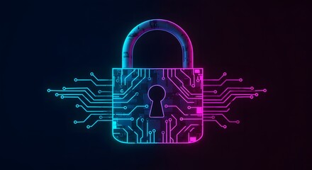 Digital security padlock on circuit board